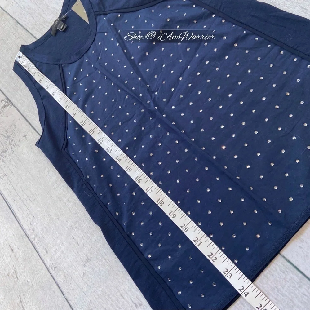 J.Crew NWT navy crystal studded sleeveless top *shop@iamwarrior